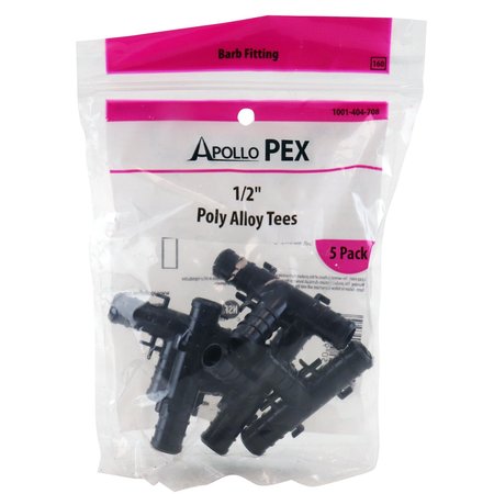 APOLLO PEX 1/2 in. Plastic PEX Barb Tee (5-Pack), 5PK PXPAT125PK